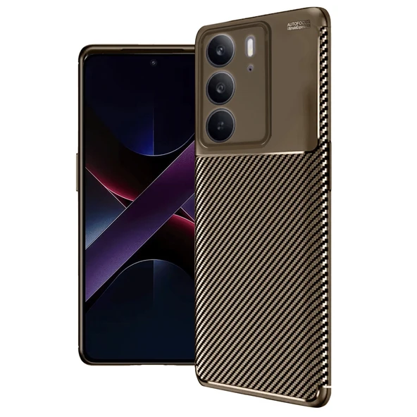 Realme C75 4g Auto Focus Karbon Kapak - Kahverengi ürün görseli 1