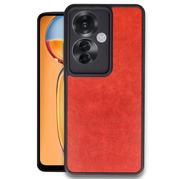 Oppo Reno 11f Kılıf Aras Deri Kapak - Kırmızı ürün görseli 1