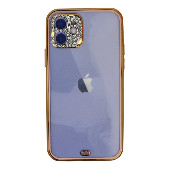 İphone 12 Kılıf Liva Taşlı Silikon - Pembe ürün görseli 1