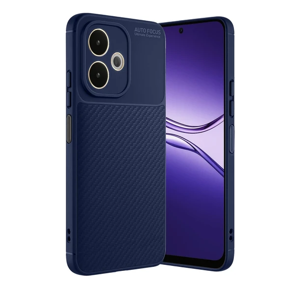 Oppo A5 Pro 4g Kılıf Auto Focus Karbon Kapak - Lacivert ürün görseli 1