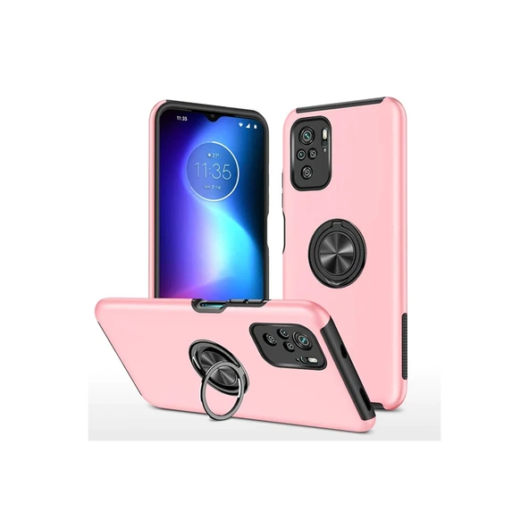 Poco F3 Kılıf Elit Yüzüklü Kapak - Pembe ürün görseli 1