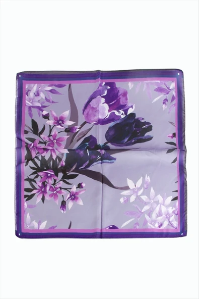 Orkide Desenli Zr Şifon Fular 50*50 cm ürün görseli 1