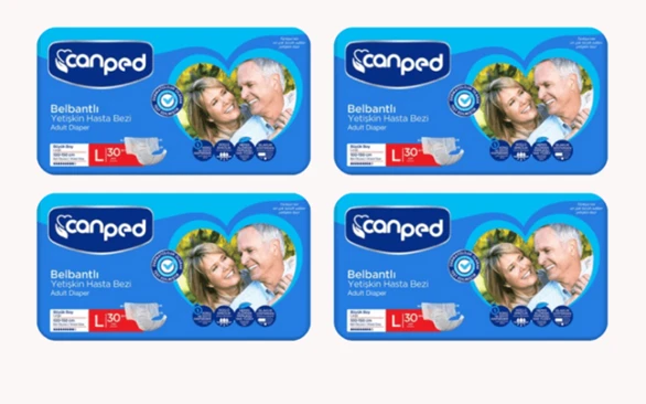 Canped Belbantlı Yetişkin Bezi Büyük Boy (L) 30’lu 4 Paket ürün görseli 1