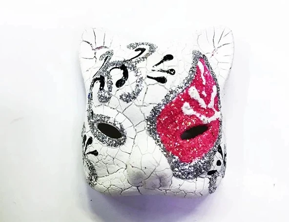 Pembe Renk İşlemeli Seramik Malzemeden İmal Venedik Kedi Model Magnet ürün görseli 1