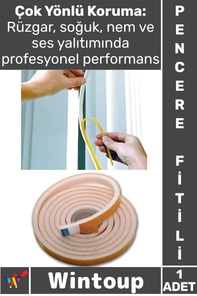 #Fitil 9 Metre Pencere Izolasyon Bandı Yapışkanlı Cam Isı Yalıtım Süngeri Rüzgar Soğuk Kesici Fitil ürün görseli 1