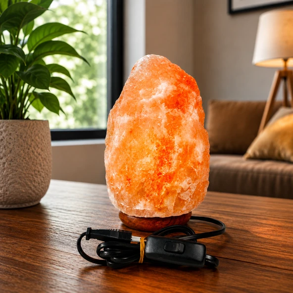 Doğal Himalaya Tuz Lambası 2-3Kg  Anahtarlı Duy  %100 Doğal Tuz Kristali   Ev, Ofis ve Dekoratif Gece Lambası ürün görseli 1