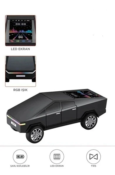 D68 Cyber Model Araba Tasarımlı Bluetooth Hoparlör 15w Güçlü Ses Rgb Led /tws/usb Siyah ürün görseli 1