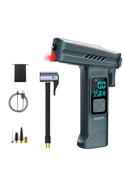 Araba Hava Pompası 4’ü 1 Arada: Kompresör + Cam Kırıcı + Kemer Kesici + Led Işık Şarjlı 4000mah Araç Kompresörlü ürün görseli 1