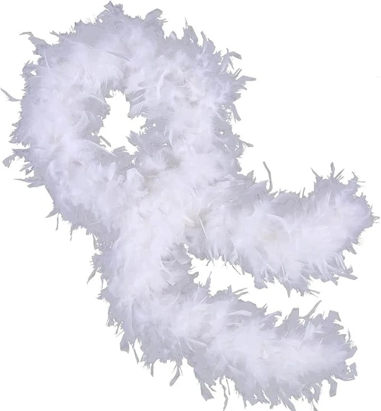 Beyaz Renk Kabarık Kalın Otriş Boa Tüy 6 Cm Genişlik 180-200 Cm Uzunluk ürün görseli 1