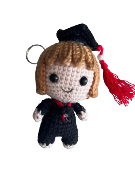 Maskot Mezuniyet Bebeği Amigurumi Organik Anahtarlık Oyuncak ürün görseli 1