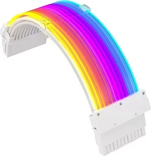 Slv-24P-W Sleeved 24 Pin Anakart Güç Uzatma Kablosu Beyaz ARGB ürün görseli 1