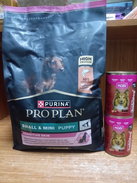 Pro Plan Hassan Sindirime Sahip Somonlu Küçük Irk Yavru Köpek Maması 3 Kg+2 ADET 400 GR BİFTEKLİ KÖPEK KONSERVE ürün görseli 1