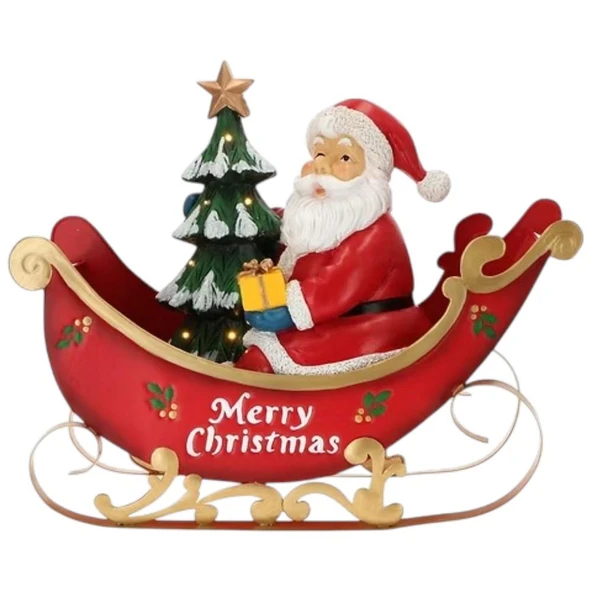 Metal Kızakta Noel Baba Biblo 53cm Pilli Led Işıklı ürün görseli 1