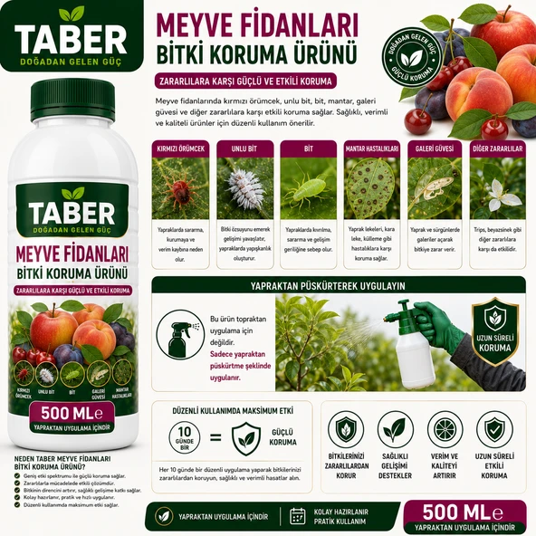 TABER Meyve Ağaçları Bitki Bakım Ürünü 500 ML Konsantre | Meyve Ağaçları İçin Yapraktan Uygulama ürün görseli 1