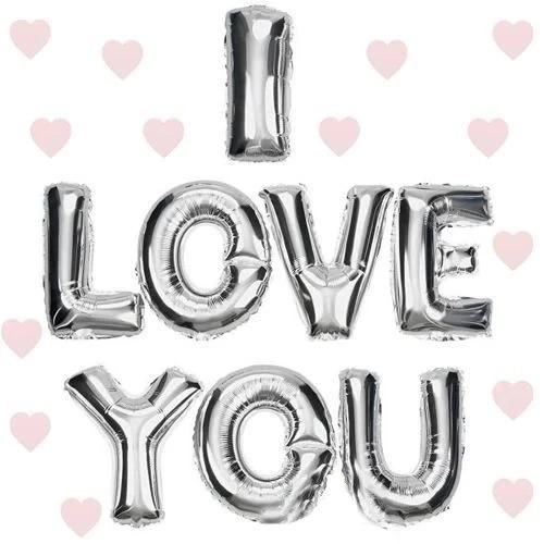 I Love You Folyo Balon Gümüş Renk 35 Cm ürün görseli 1