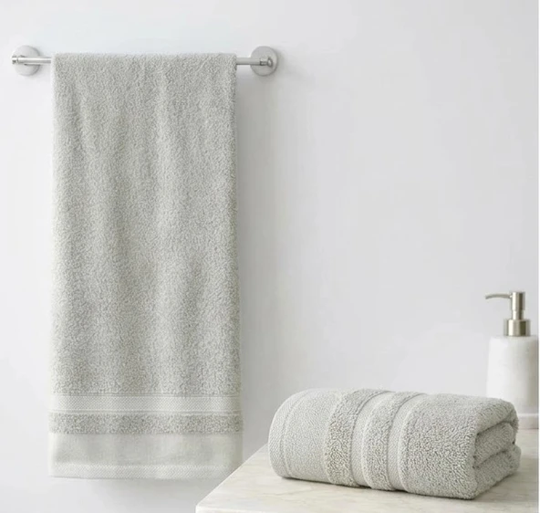 Ayla Çift Kat Emici & Yumuşak Doku Cilt Dostu 2'li Banyo Havlu Seti - Gri ürün görseli 1
