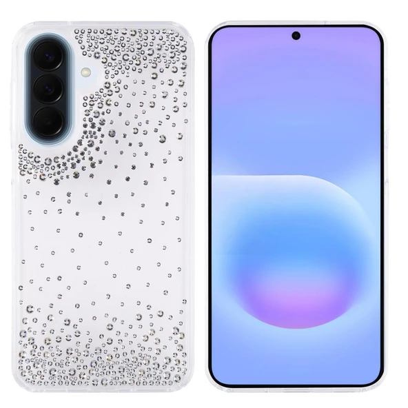 Galaxy A37 Kılıf Airbag Tasarımlı Damla Taşlı Şeffaf Pera Silikon Kapak ürün görseli 1