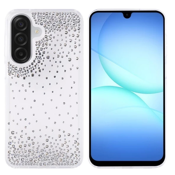 Galaxy A17 Kılıf Airbag Tasarımlı Damla Taşlı Şeffaf Pera Silikon Kapak ürün görseli 1