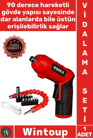 #Vidalama 3.6V Lityum İyon 11 Parça Aksesuarı 90 Derece Hareketli Gövde Kompakt Güçlü Akülü Vidalama ürün görseli 1