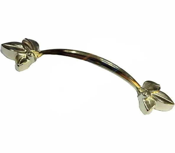 Dekoratif Zamak Yaprak Kulp - 96mm, Sarı, 1 Adet ürün görseli 1