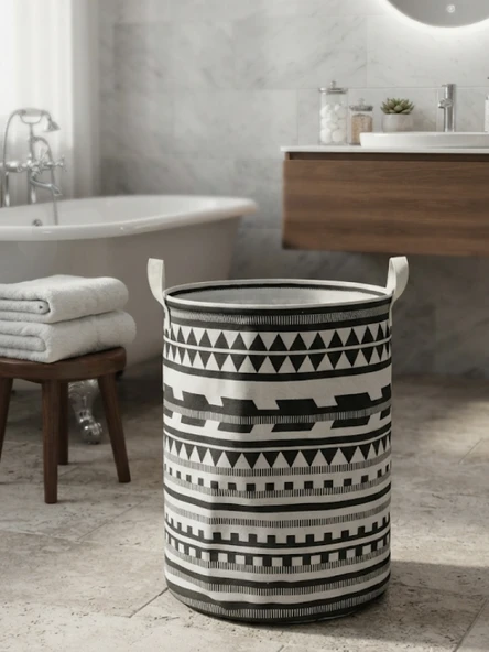 Mucit Home Katlanabilir Çamaşır Oyuncak Sepeti Karışık Desen ürün görseli 1