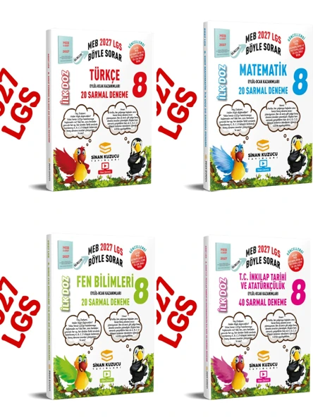 2027 8.sınıf LGS  türkçe-matematik-fen-inkilap ilk doz deneme 4'lü seti sinan kuzucu ürün görseli 1
