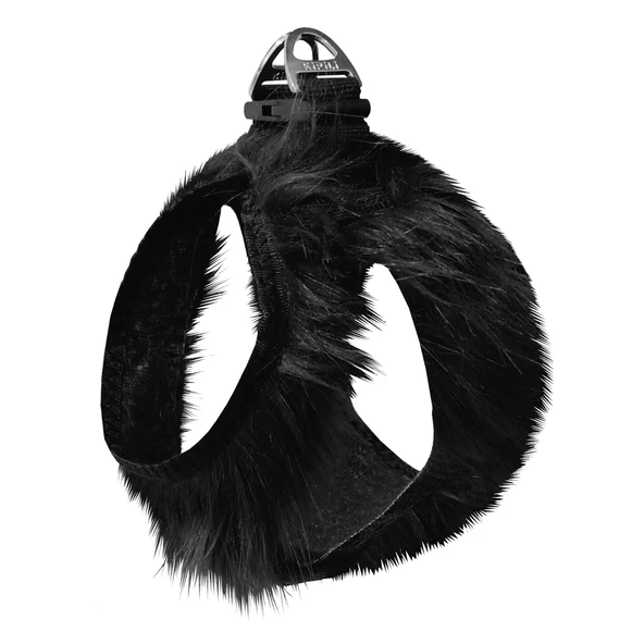 Üç Kilitli Peluş Kedi Köpek Göğüs Tasması 24-28 cm XX-Small Siyah ürün görseli 1