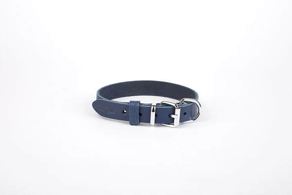 Doggie Deri El Yapımı Köpek Boyun Tasması 2x30-35 cm Mavi ürün görseli 1