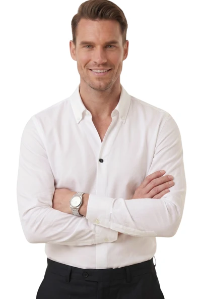 DeepSEA Slim Fit Kolay Ütülenebilir Açık Dik Yaka Likralı Erkek Gömlek 2602615 ürün görseli 1