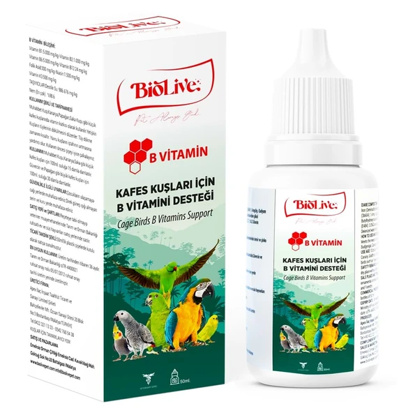 Biolive B-Vitamin Kuşlar İçin Tüy Döküm Desteği 50ml ürün görseli 1