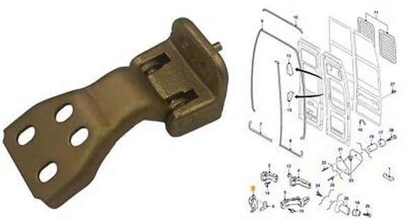 Ford Transit V184 V347 2001  Kapı Alt Menteşe Arka Sol 180 Derece (Oem No:Yc15V429A15Aj) ürün görseli 1