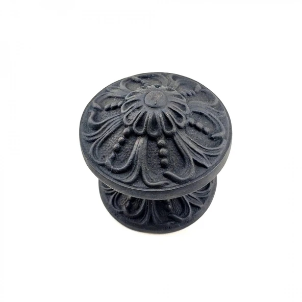Antika Tarz Dekoratif Pirinç Çiçekli Kapı Tokmağı - 80 Mm Çap, Oksit ürün görseli 1