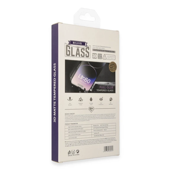 İphone 13 Pro Max Bilvis 3d Mat Cam Ekran Koruyucu - Resim 2