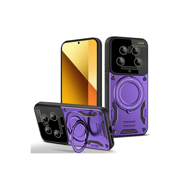 Mi 14 Ultra Kılıf Joy Lens Standlı Kapak - Mor ürün görseli 1
