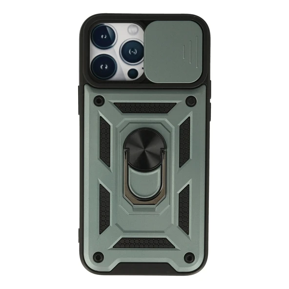 İphone 13 Pro Max Kılıf Pars Lens Yüzüklü Silikon - Yeşil ürün görseli 1