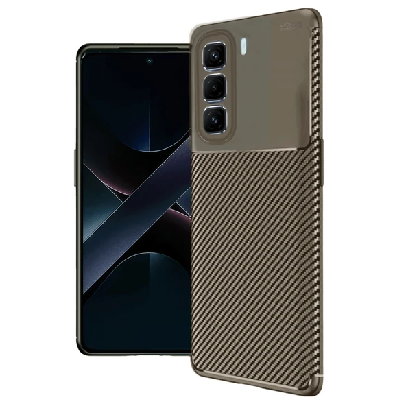 İnfinix Hot 50 Pro Plus 4g Auto Focus Karbon Kapak - Kahverengi ürün görseli 1