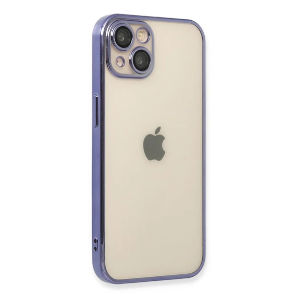 İphone 14 Kılıf Lensli Silikon - Mor - Resim 2