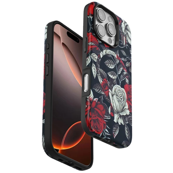Onegif İphone 16 Pro Flower Series Magsafe Kapak - Siyah ürün görseli 1