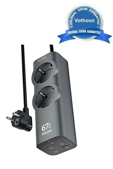 67w Hızlı Şarjlı Akıllı Çoklu Priz – 2000w Güç, 2 Usb-c + 2 Usb-a Çıkışlı, Telefon & Laptop Uyumlu ürün görseli 1