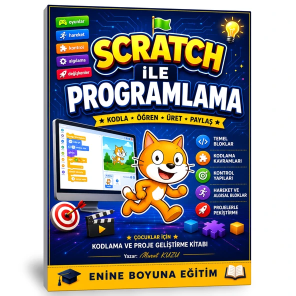 SCRATCH İLE PROGRAMLAMA   Çocuklar İçin Kodlama ve Proje Geliştirme Kitabı ürün görseli 1