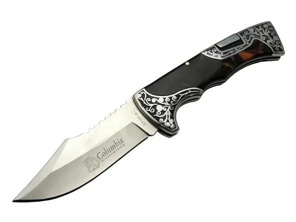 A3157b Kahverengi Av / Kamp Çakı 23 Cm - Sedef İşlemeli Saplı, ürün görseli 1