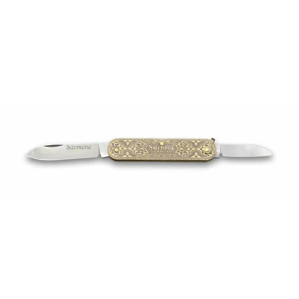 61804 Pirinç İşlemeli Sürmene Çakısı 5,5 / 3,5 Cm - Çift Bıçaklı ürün görseli 1