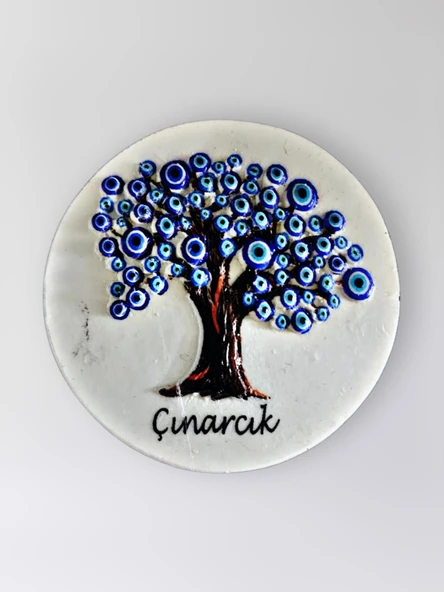ÇINARCIK Polyester Kabartmalı Magnet çap:6,5cm Dekoratif Hediyelik Buzdolabı Süsü (Kod:1394) ürün görseli 1
