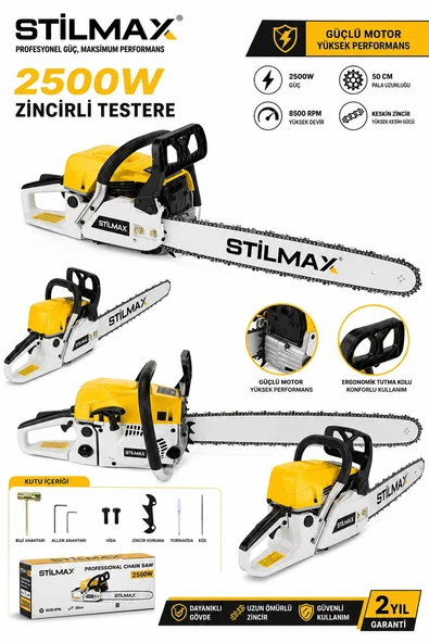stilmax ST9200 Benzinli Ağaç Odun Dal Kesme Makinesi Motorlu Testere Zincirli Ağaç Kesme + Balta ürün görseli 1