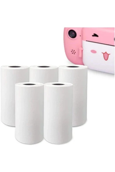 Çocuk Kamera Baskı Kağıdı, 5’li Rulo 57x25mm Çekirdekli Fotoğraf Baskı Termal Kağıt Rulo ürün görseli 1