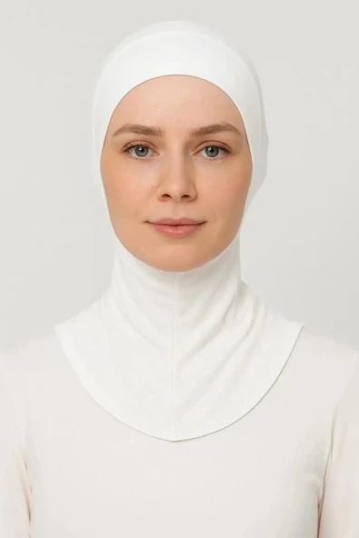 Kadın Tesettür Pratik Boyunluklu Ninja Bone Beyaz Sporcu Bone ürün görseli 1