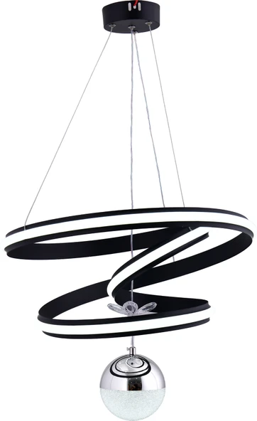 VALERİA MODERN SİYAH LED SARKIT AVİZE,3 RENK YANABİLEN MODERN AVİZE,SALON LED AVİZE ürün görseli 1