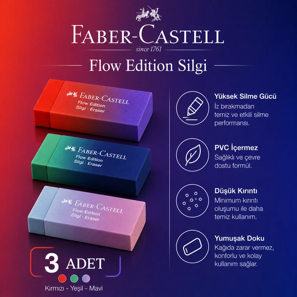 Faber Castell Flow Edition Silgi 3 Adet ürün görseli 1