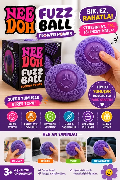Fuzz Ball Kadife Dokulu Sukuşi NeeDoh Stres Topu Squishy Oyuncak Yumuşak Sıkma Oyuncağı ürün görseli 1