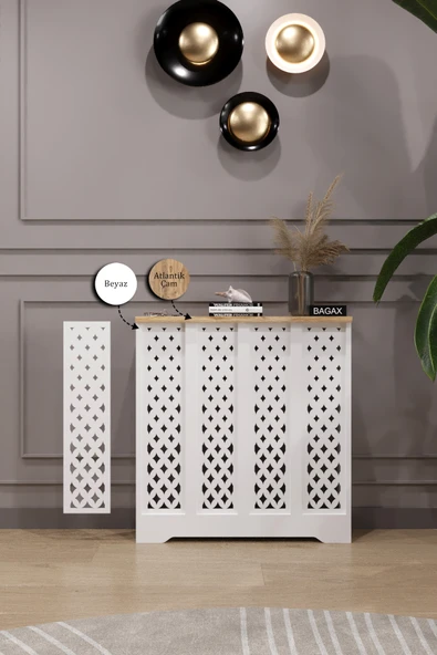 Dekoratif Petek Dolabı Kalorifer Peteği Kapatma Ünitesi Modern Tasarım İç Ölçü 76 cm Dış Ölçü 80 cm ürün görseli 1